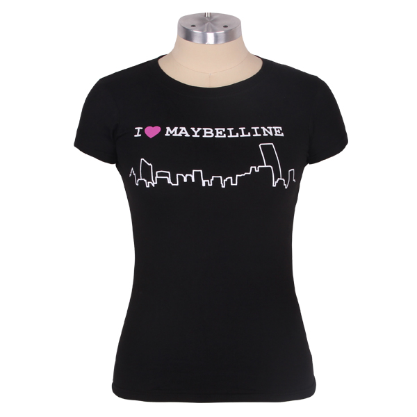 黑色广告情侣装女士圆领印花T恤衫定制