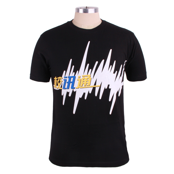 广告宣传黑色男士圆领印花T恤衫定制