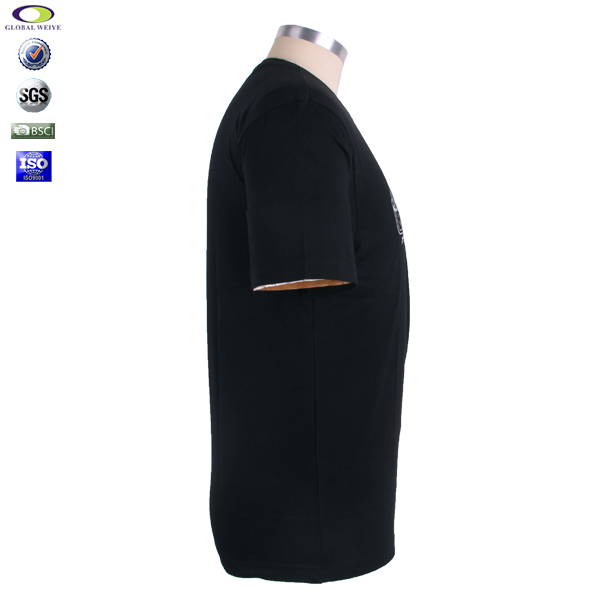 烫画logo黑色T恤男士圆领