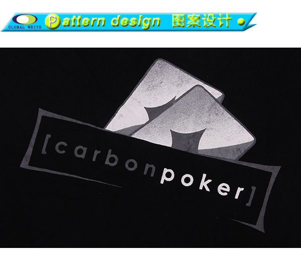 游戏扑克牌宣传男士黑色圆领T恤
