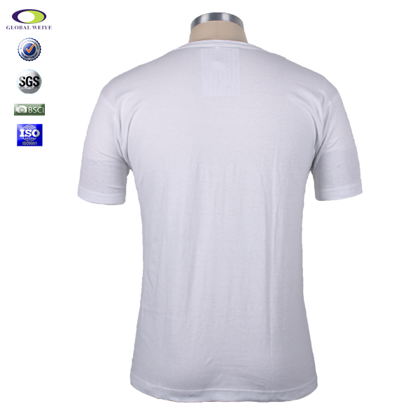 男士白色纯棉V领短袖t恤空白无logo