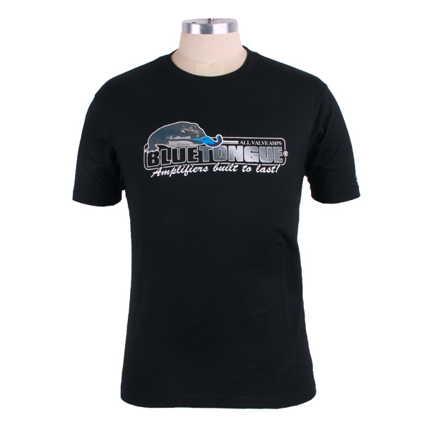 烫画logo黑色T恤男士圆领