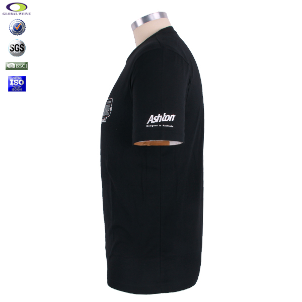 烫画logo黑色T恤男士圆领