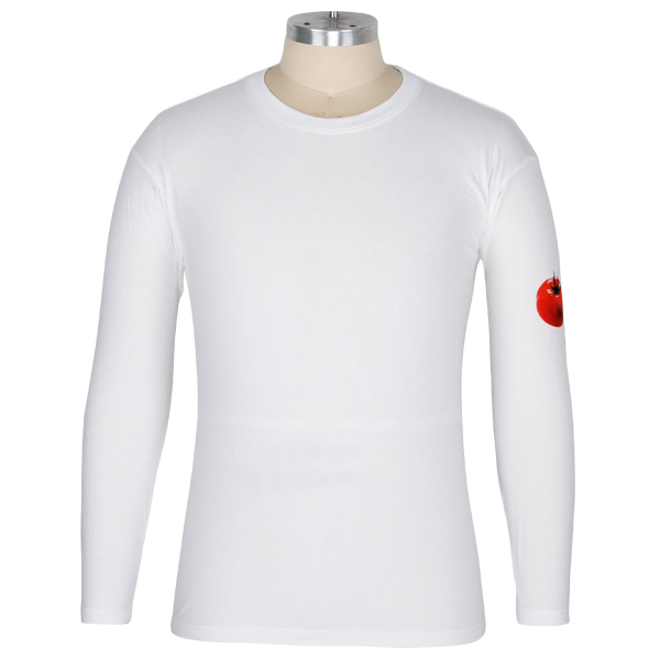 男士秋季员工服白色长袖圆领印花T恤