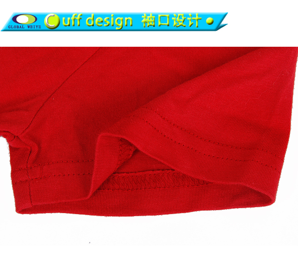 广告宣传红色女士V领印花T恤衫定做