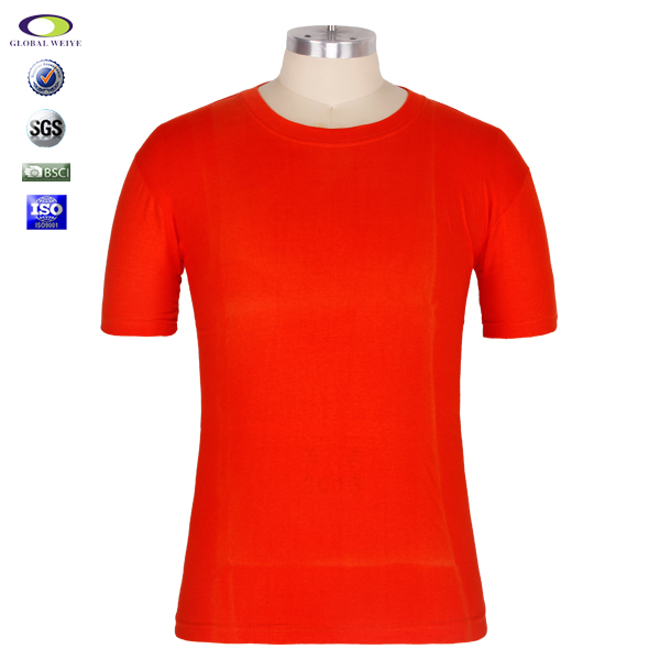 中国红纯棉圆领短袖男士空白T恤