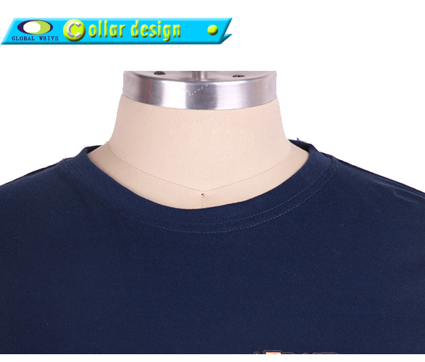 深蓝色男士圆领烫画T恤衫定做广告宣传