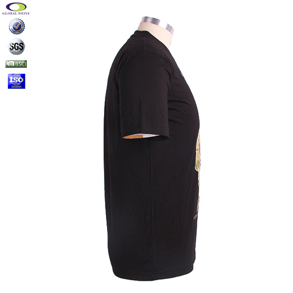 广告宣传黑色男士圆领烫画T恤衫定制