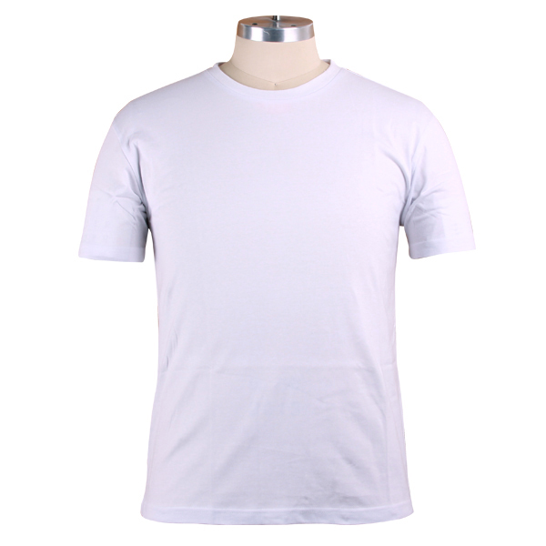 男士100%棉白色圆领短袖T恤空白无logo