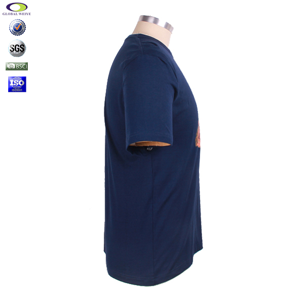 深蓝色男士圆领烫画T恤衫定做广告宣传