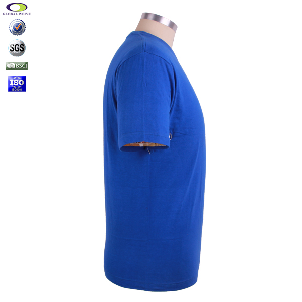 简约宝蓝色空白T恤全棉男士圆领短袖