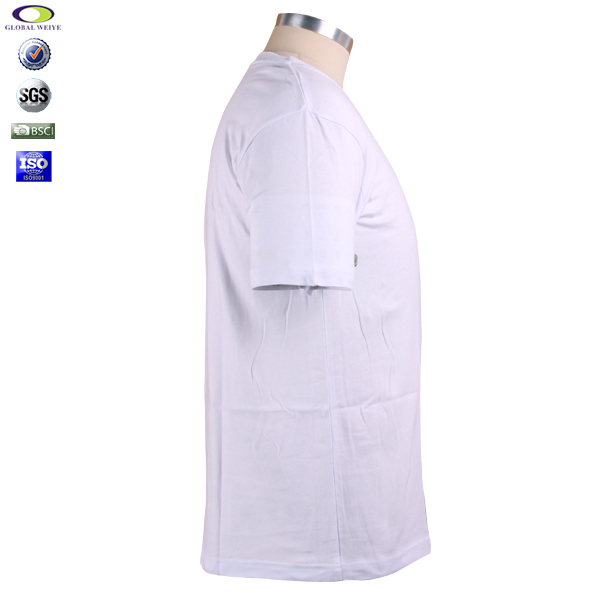 男士100%棉白色圆领短袖T恤空白无logo