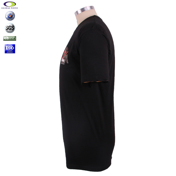 黑色男士圆领烫画T恤衫定做广告宣传