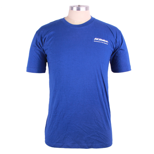 团体服饰蓝色男士圆领印花T恤衫定做