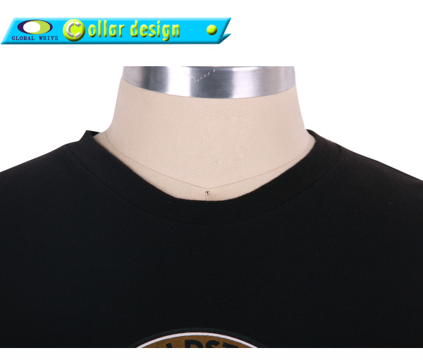 广告宣传男士修身黑色圆领印花T恤衫