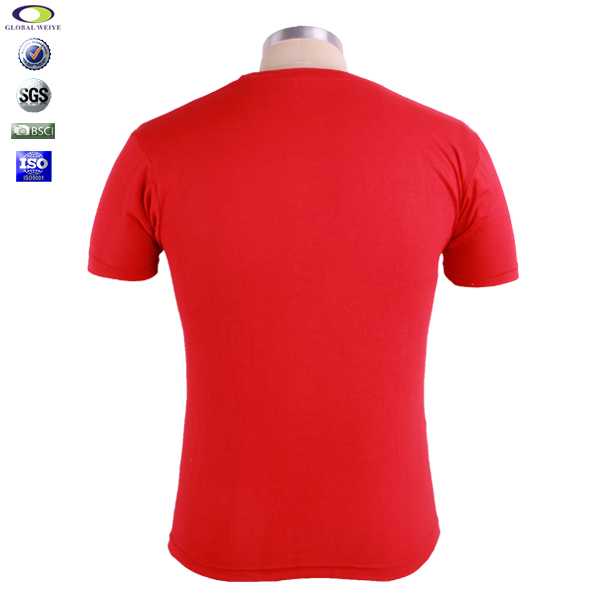 高品质男士T恤重磅圆领红色纯棉空白200g