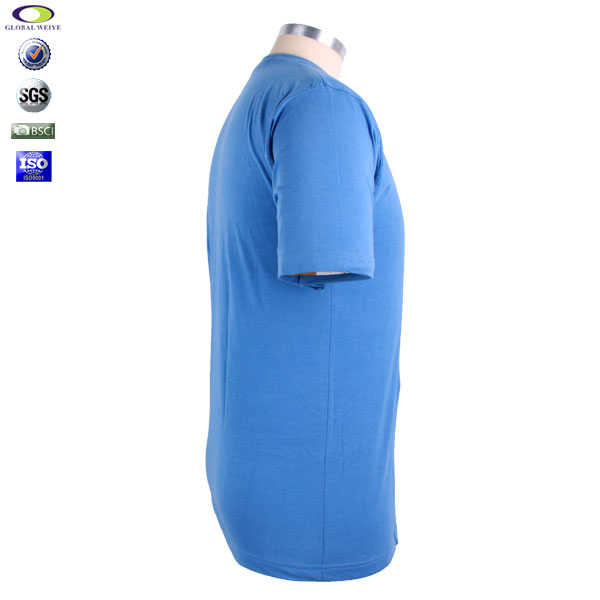 全棉200g男士重磅T恤蓝色空白圆领