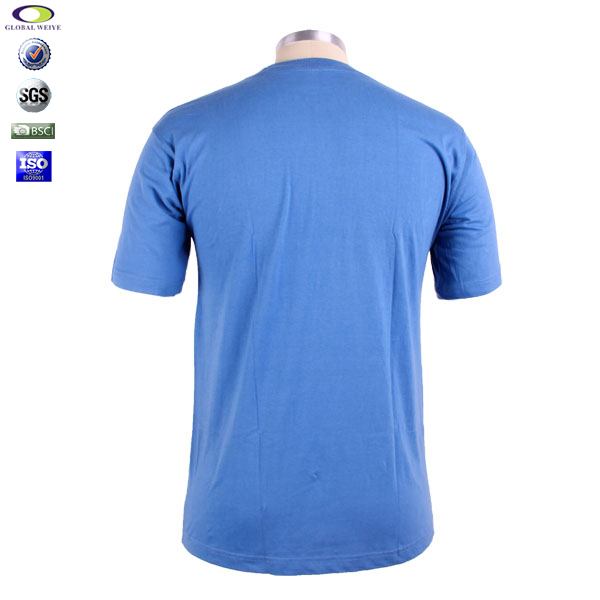 全棉200g男士重磅T恤蓝色空白圆领