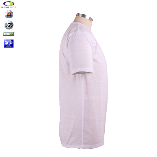 夏季薄款男士100%棉白色空白T恤圆领短袖