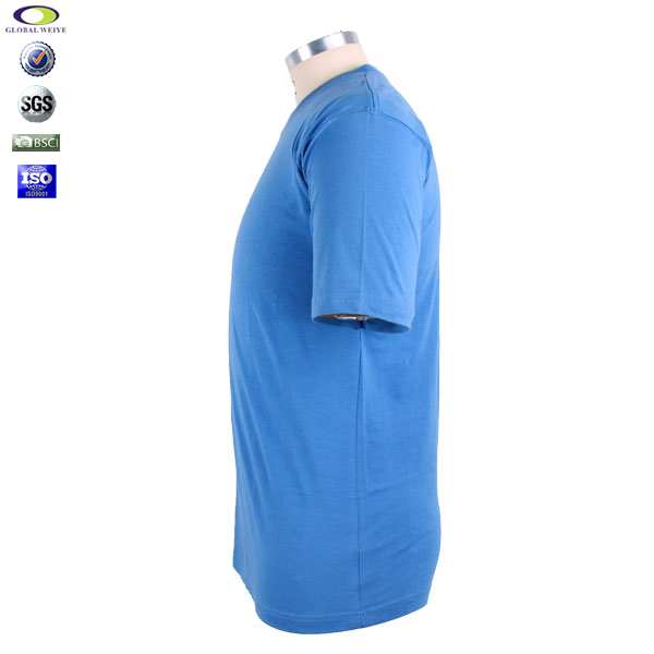 全棉200g男士重磅T恤蓝色空白圆领