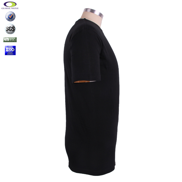 修身长款空白男士全棉圆领黑色T恤