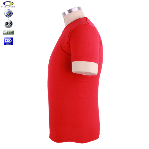 高品质男士T恤重磅圆领红色纯棉空白200g