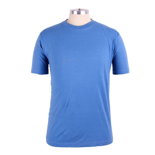 全棉200g男士重磅T恤蓝色空白圆领