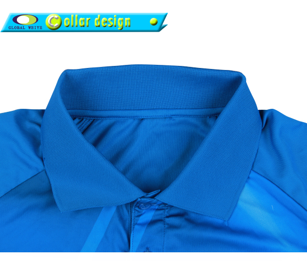 100%全涤男士短袖polo衫蓝色翻领T恤