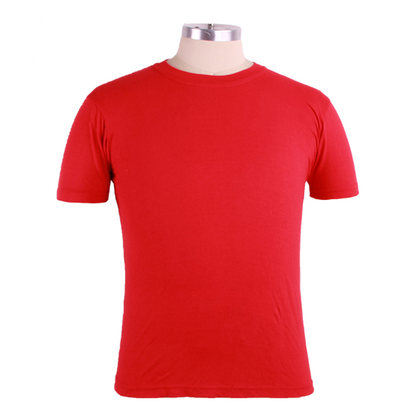 高品质男士T恤重磅圆领红色纯棉空白200g