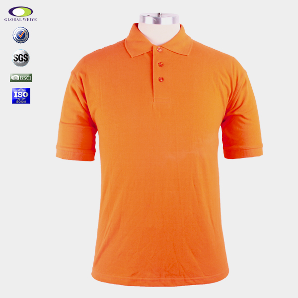 广告宣传男士橙色翻领烫画Polo衫