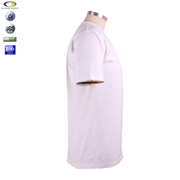 广告宣传男士白绿拼接圆领印花T恤衫