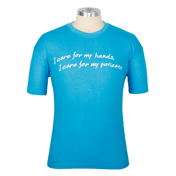 男士圆领广告宣传印花蓝色T恤