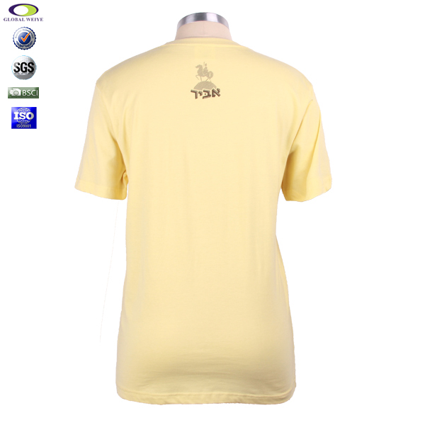 广告宣传女士黄色圆领印花T恤衫定做