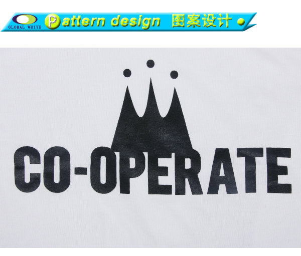 单色丝网印男士白色V领短袖纯棉T恤