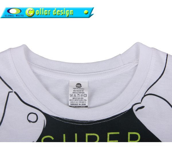 假两件满版印花T恤白色圆领短袖