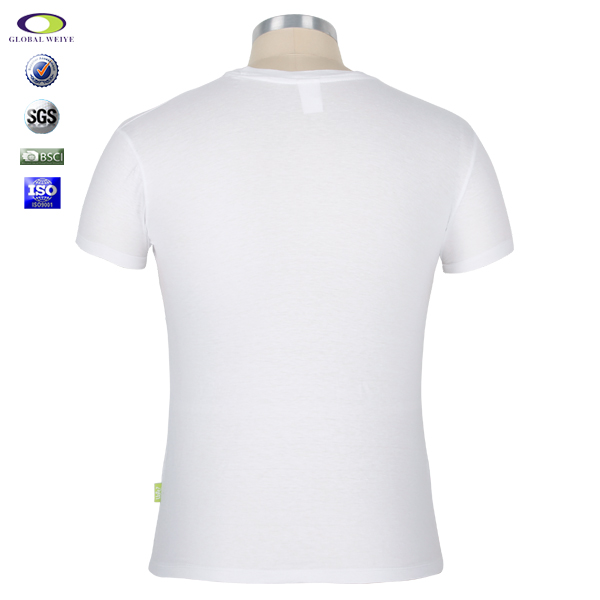 白色纯棉男士圆领印花广告T恤