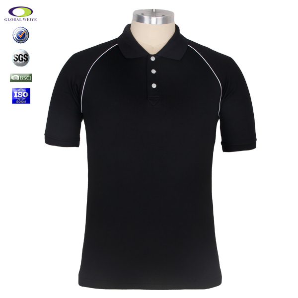 黑色POLO衫男插肩短袖定做无logo