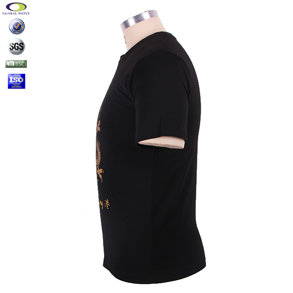 广告宣传纪念男士黑色圆领印金T恤衫定制