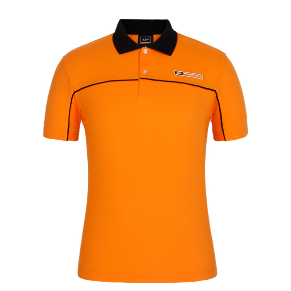 TC涤棉POLO衫男短袖橙色翻领T恤硅胶logo