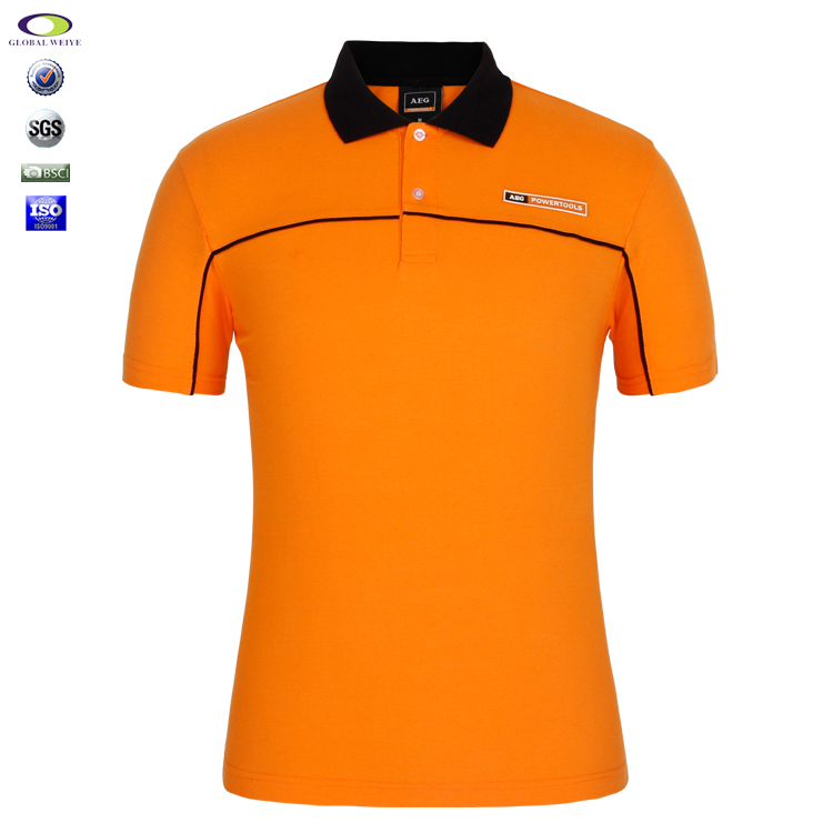 TC涤棉POLO衫男短袖橙色翻领T恤硅胶logo