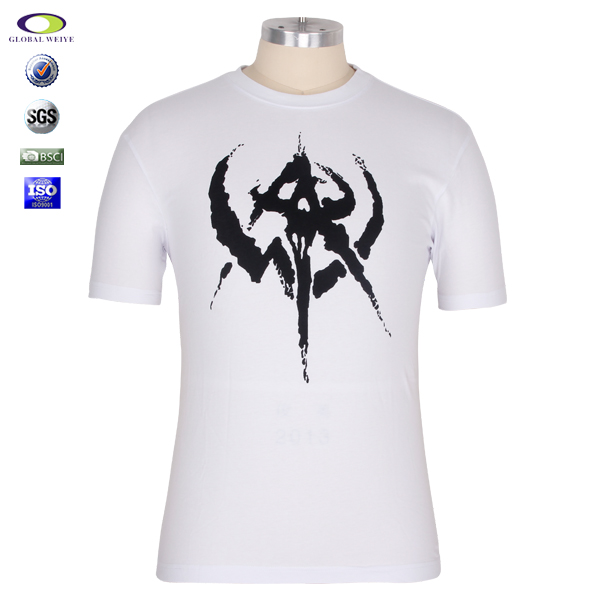 游戏宣传男士白色前后印花圆领短袖T恤衫