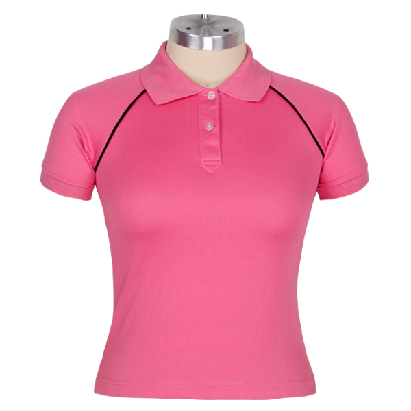 粉色POLO衫女插肩短袖定做无logo