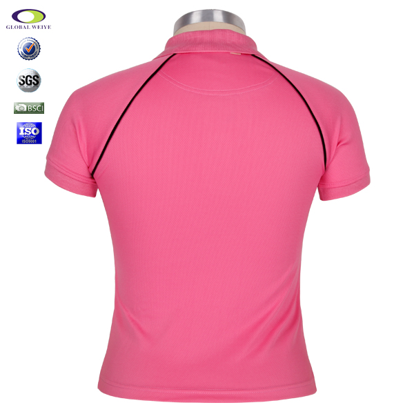 粉色POLO衫女插肩短袖定做无logo