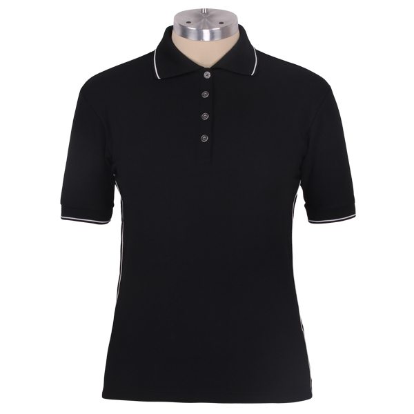 黑色POLO衫女翻领短袖定做无logo