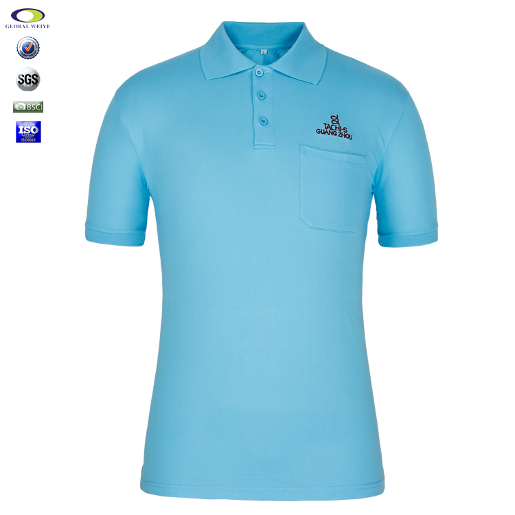 定制涤棉CVC口袋POLO衫男式短袖刺绣ogo