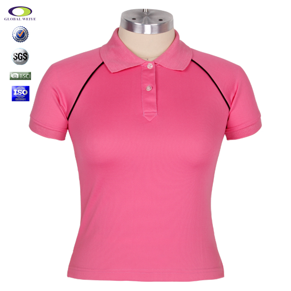 粉色POLO衫女插肩短袖定做无logo