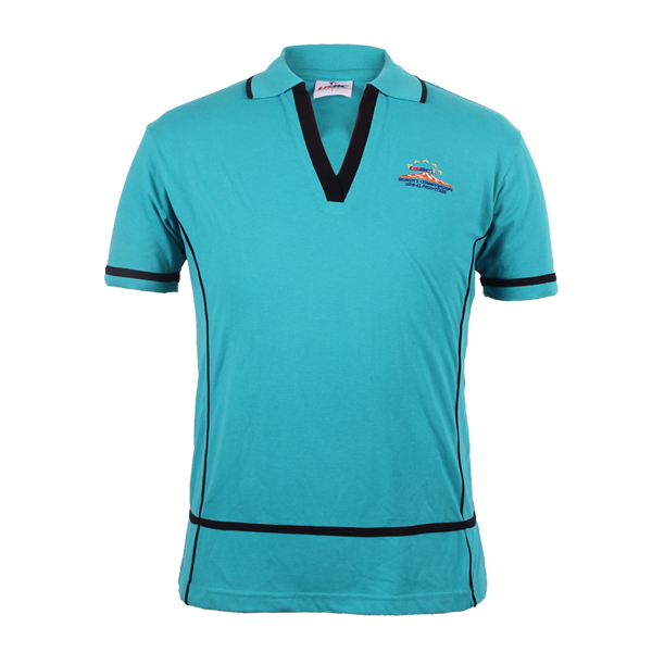 定制蓝色V领POLO衫男短袖绣花logo