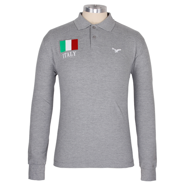 定做高档绣花长袖polo衫男士翻领T恤衫