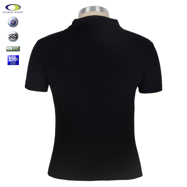 黑色POLO衫女刺绣logo短袖定做
