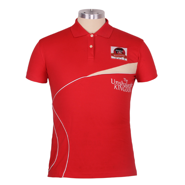 中国红POLO衫定制贴布绣logo